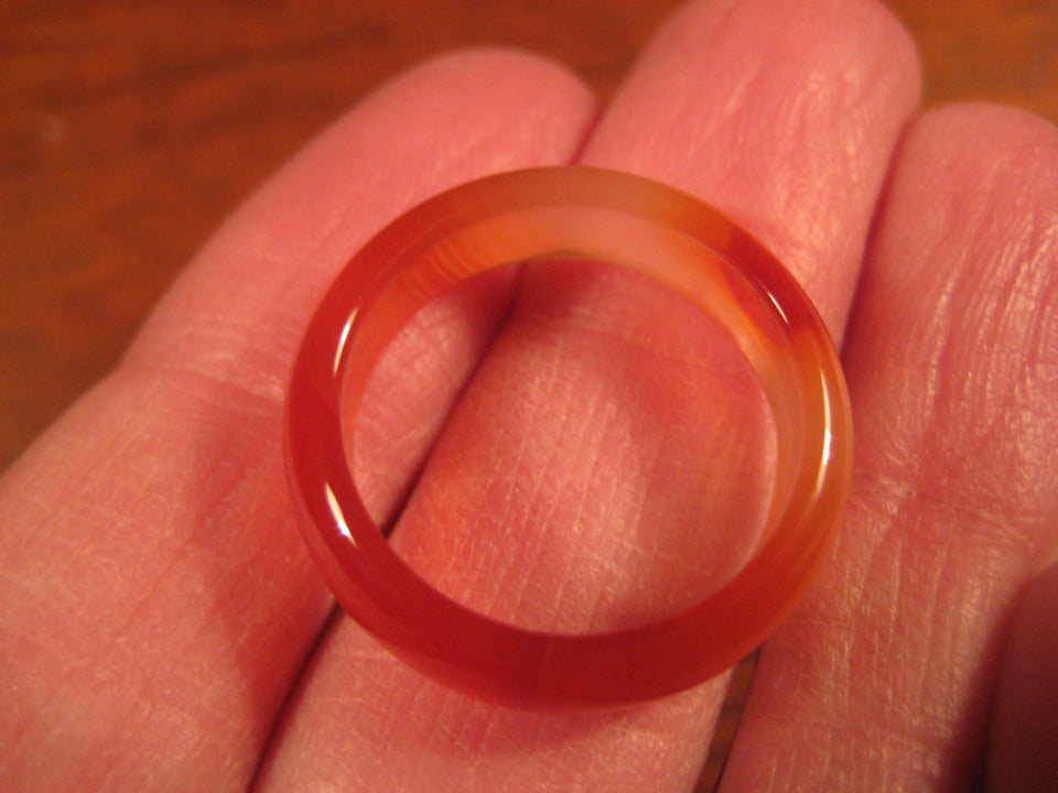 Natural Agate Carnelian Stone Ring Thailand Jewelry Size 7.5 A7001