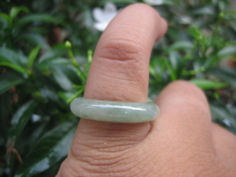 Natural Jadeite Jade ring Thailand jewelry stone mineral size  7.5 US  EB 103