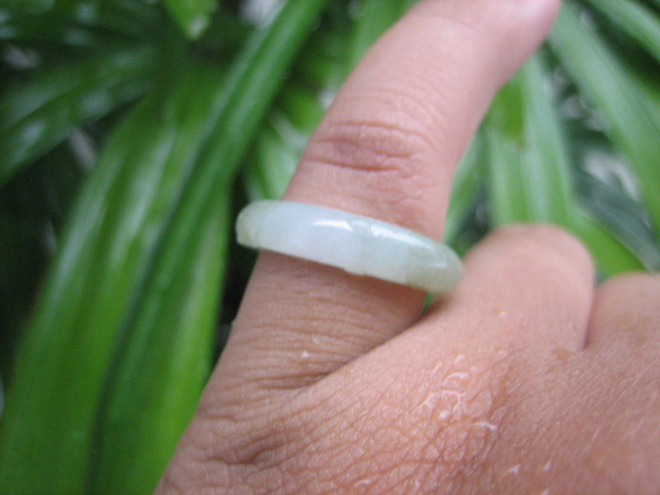 Natural Jadeite Jade ring Thailand jewelry stone mineral size 7 US  EA 005