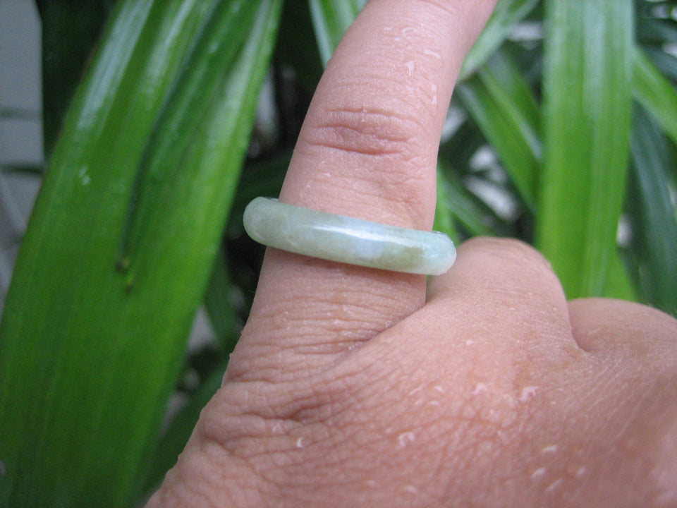 Natural Jadeite Jade ring Thailand jewelry stone mineral size 7 US  EA 005