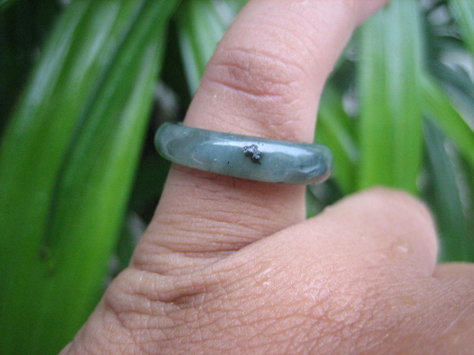 Natural Jadeite Jade ring Thailand jewelry stone mineral size 6.75 US  EA 002