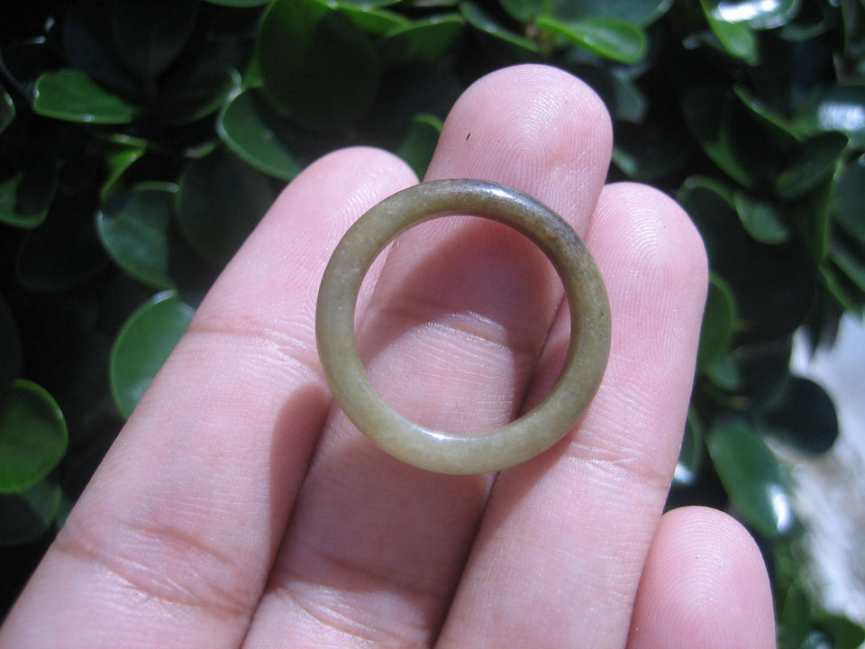 Natural Jadeite Jade ring Thailand jewelry stone mineral size 6.5 US  E5928