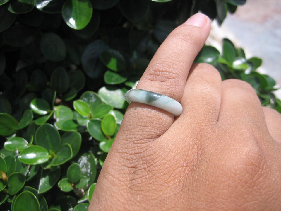Natural Jadeite Jade ring Thailand jewelry stone mineral size 4.25 US  E5929