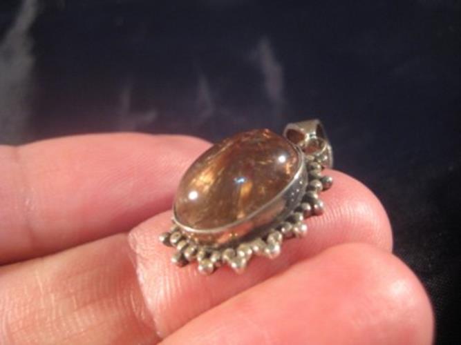 925 Silver Rutile Quartz Pendant Nepal Jewelry N2755