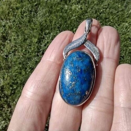 935 Silver Natural Lapis Lazul Pendant Necklace CH6388