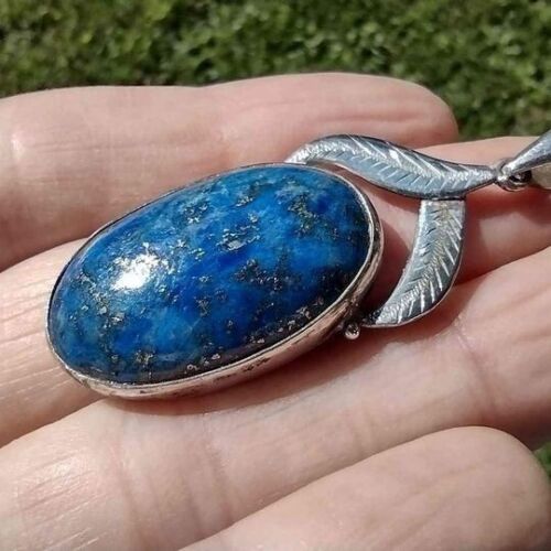 935 Silver Natural Lapis Lazul Pendant Necklace CH6388