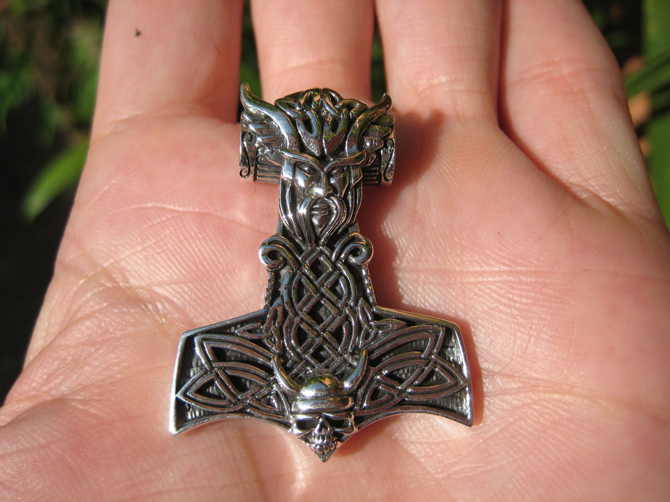 925 Silver Viking Mjolnir Mjolhner Odin Hammer of Thor Pendant A2358