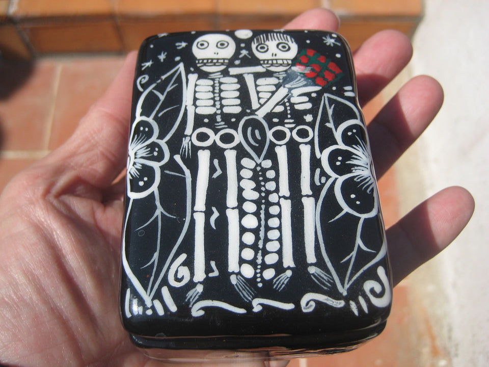 Ceramic Skeleton Jewelry Box Day of the Dead A28752