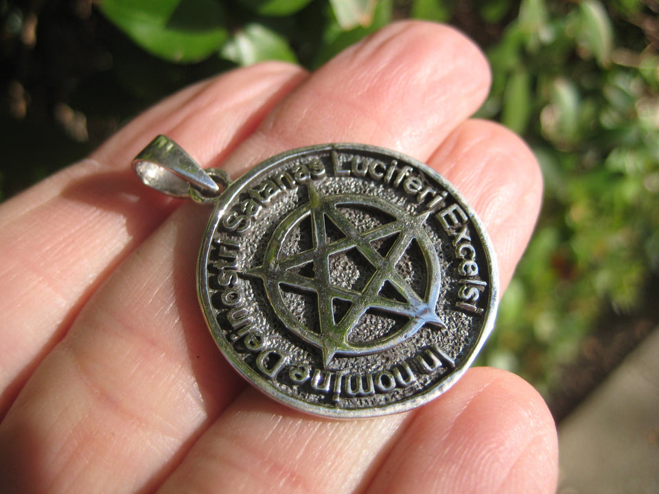 925 silver Inverted Pentagram Satanic Pendant Necklace Thailand Jewelry A346
