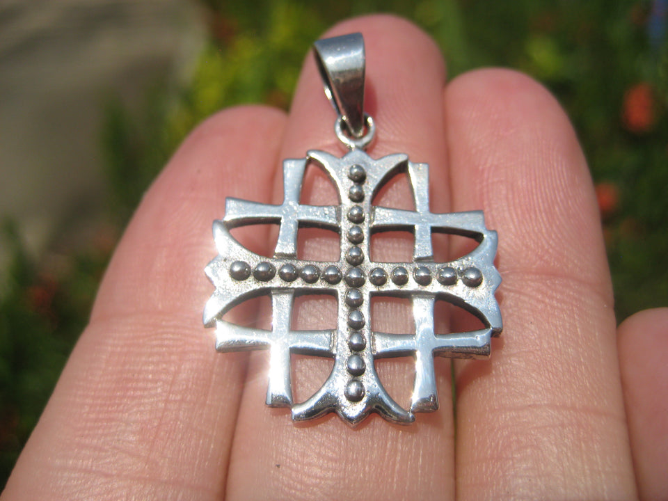 925 Silver Knights Templar Fivefold Christian Cross Crusaders Medal A34