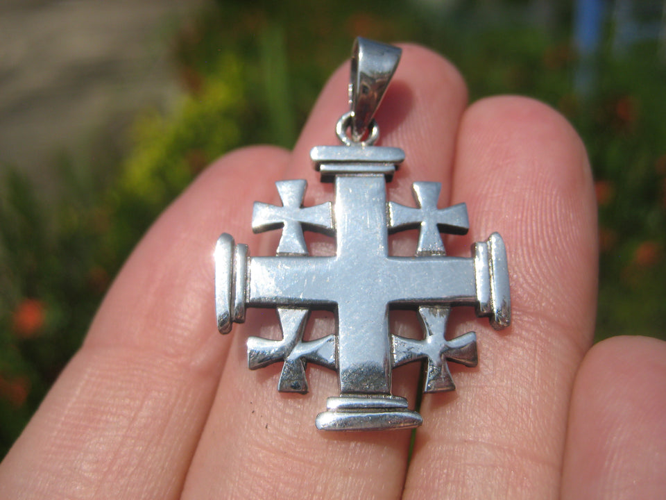 925 Silver Knights Templar Fivefold Christian Cross Crusaders Medal A38