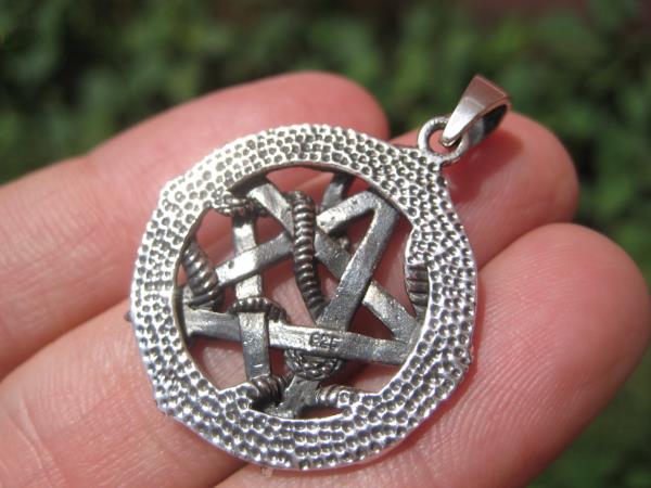925 Silver Snake Pentagram Pendant Pentacle necklace jewelry Art A22