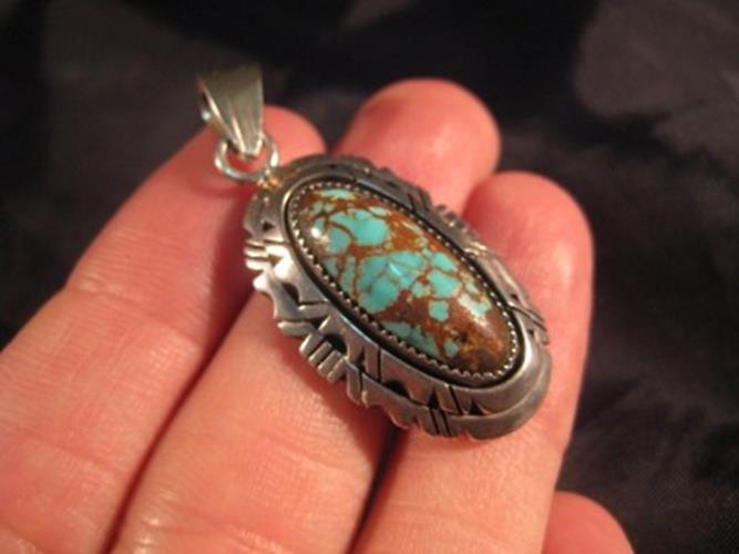 925 Silver Arizona Blue Turquoise stone Pendant Necklace Jewelry N38677
