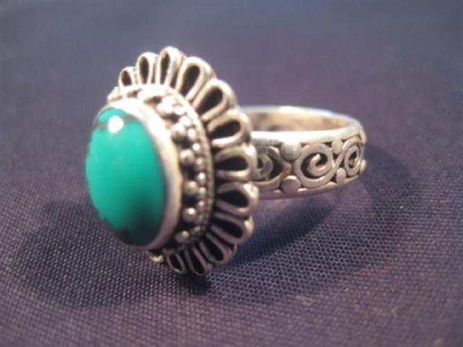 925 Silver Turquoise Ring Jewelry Art size 8.75 N3755