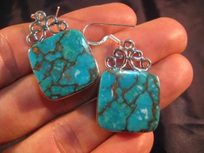 925 Silver Turquoise crystal stone earrings N8577