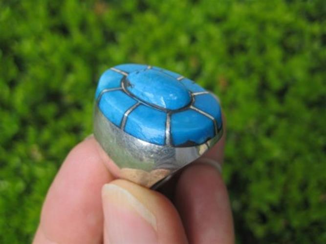 925 Silver Arizona Turquoise Ring Jewelry Size 7.75 8 N28544