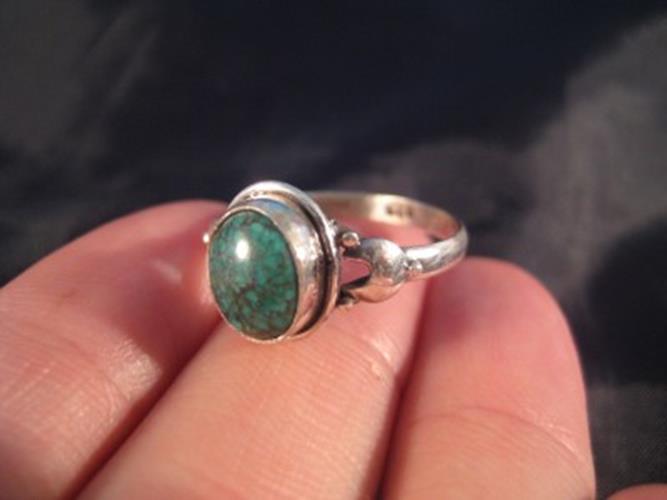 925 Silver Tibetan Turquoise stone Ring jewelry art Nepal Size 8.25 US N2744