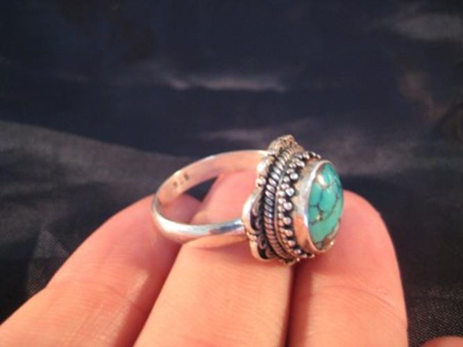 925 Silver Tibetan Turquoise stone Ring jewelry Nepal Size 9 US N3866