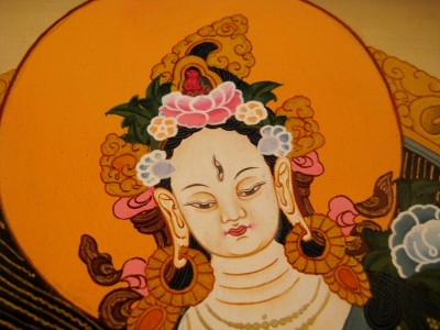 24 K Gold White Tara Dragon Thangka Thanka paintng Nepal Himalayan Art