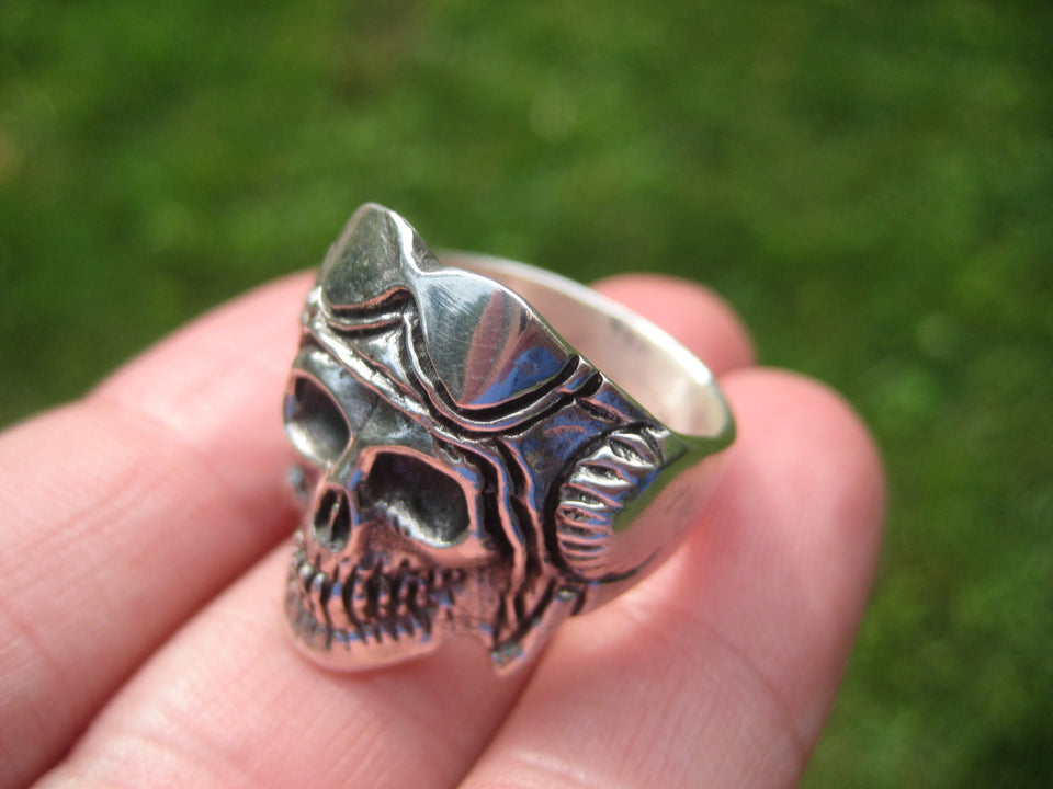 925 Silver Skull Ring Taxco Mexico 9.5 US A33415