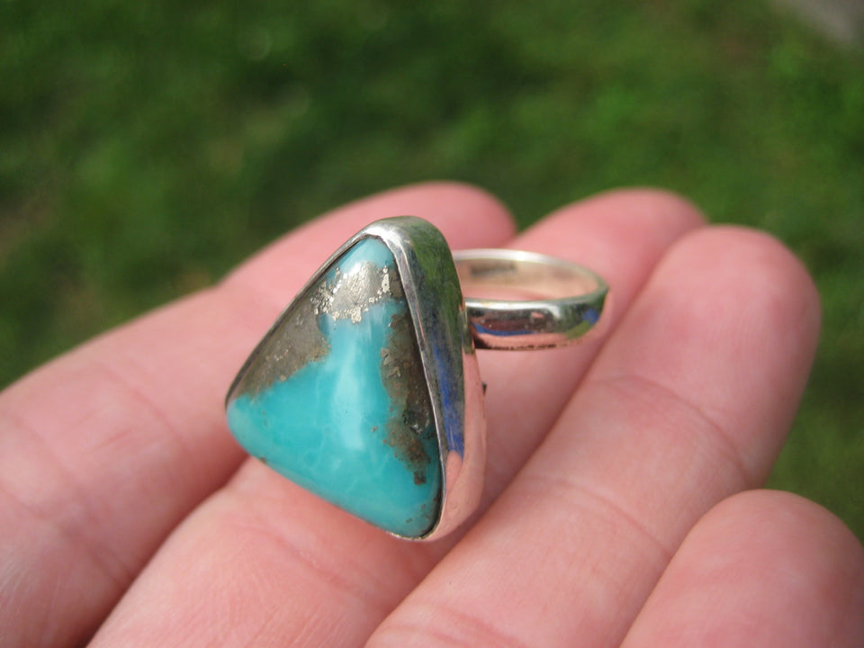 Natural Arizona Stone Turquoise Ring Size 6.5 US Adjustable A28844
