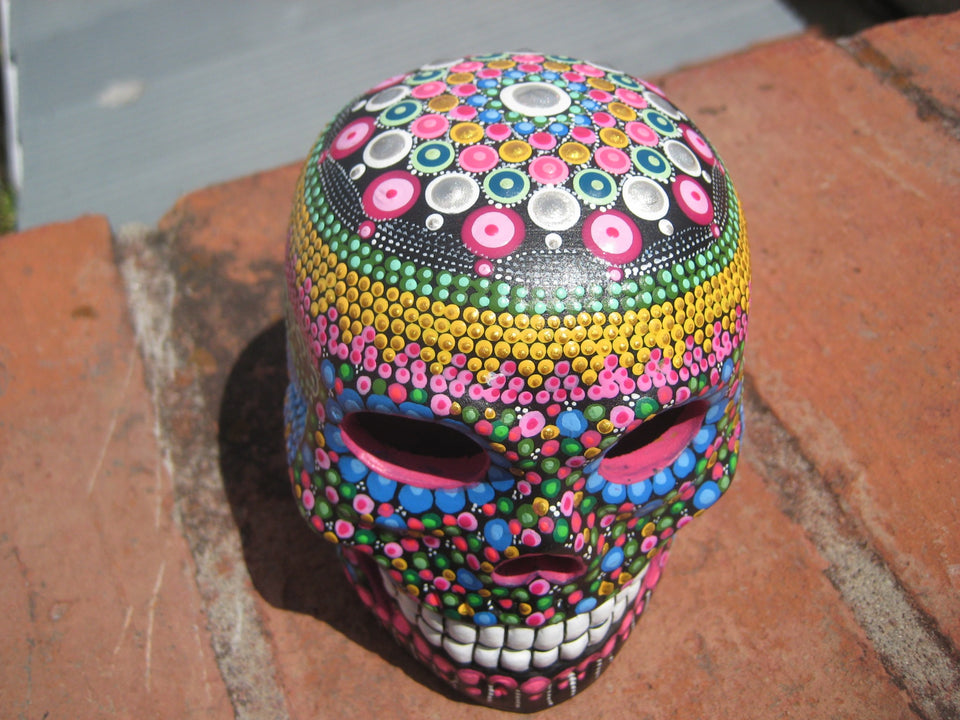 Ceramic Painted Skull Day of the Dead Taxco Mexico  A73385