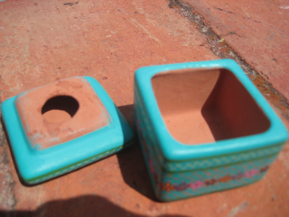 Mexico Taxco Indian Ceramic Jewelry Box Pinta De Agua A73944