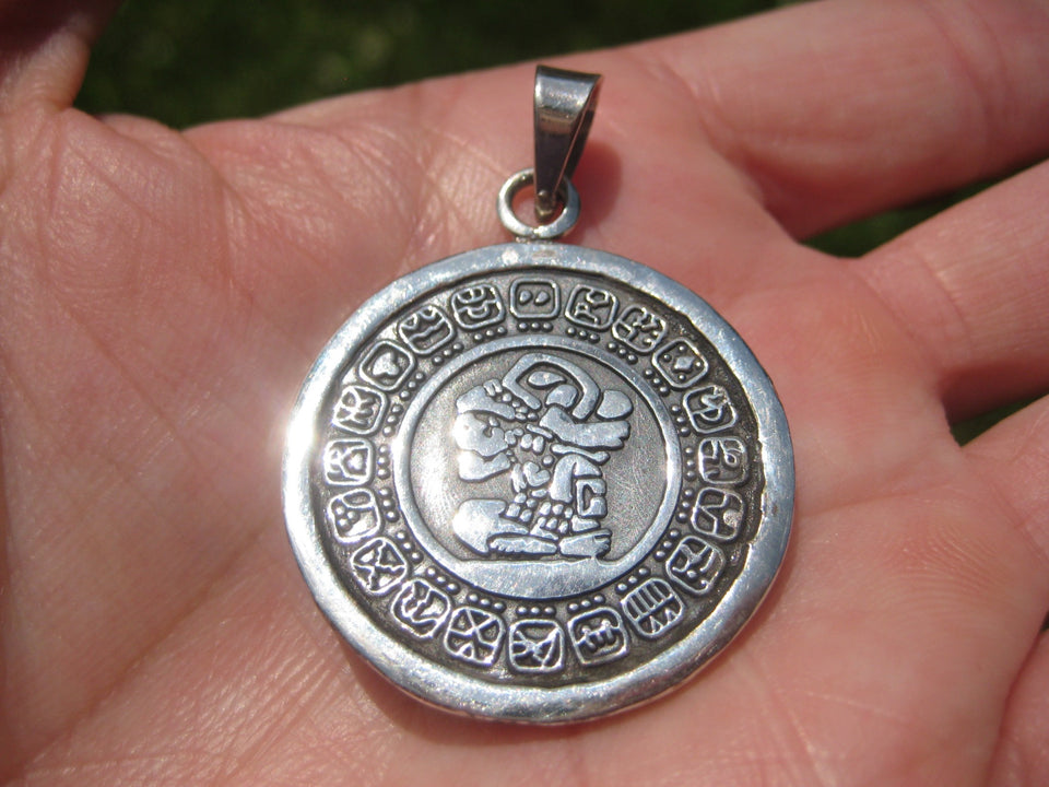 925 Silver Mayan Calendar Pendnt Taxco Mexico A26558