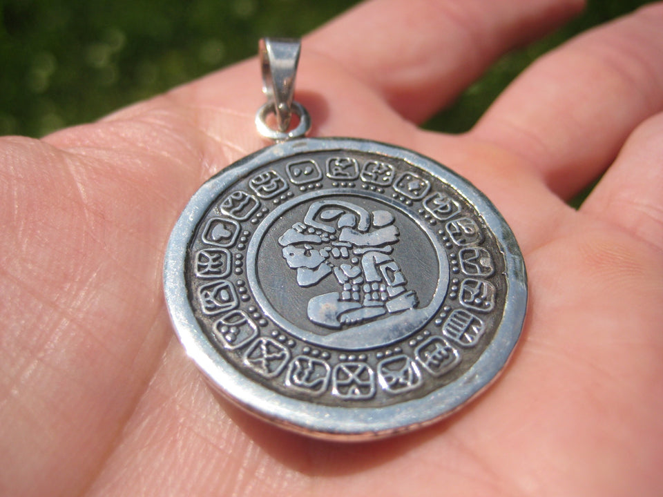 925 Silver Mayan Calendar Pendnt Taxco Mexico A26558