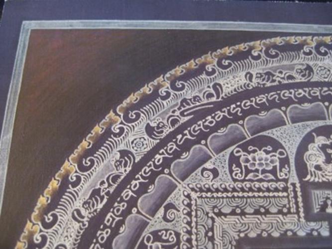 24 K Gold Lakpa Lama Signed Ohm Silver Thangka Thanka Painting Art A5N25