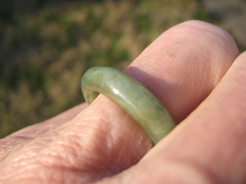 Green Jadeite Jade Ring Myanmar A Size 7.5 US A3644