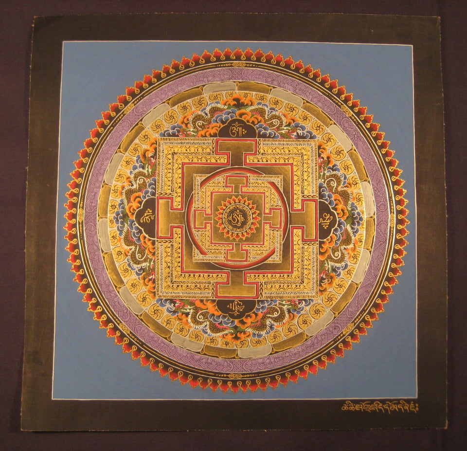 24 K Gold Sai Lama Ohm Thangka Painting Nepal Art A2855