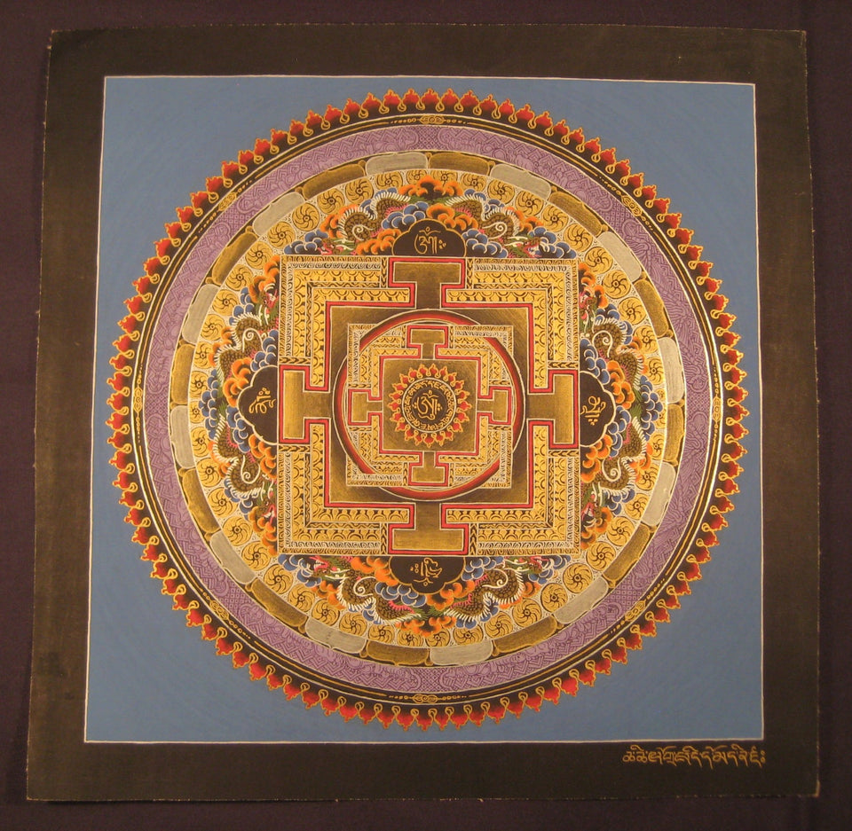 24 K Gold Sai Lama Ohm Thangka Painting Nepal Art A2855