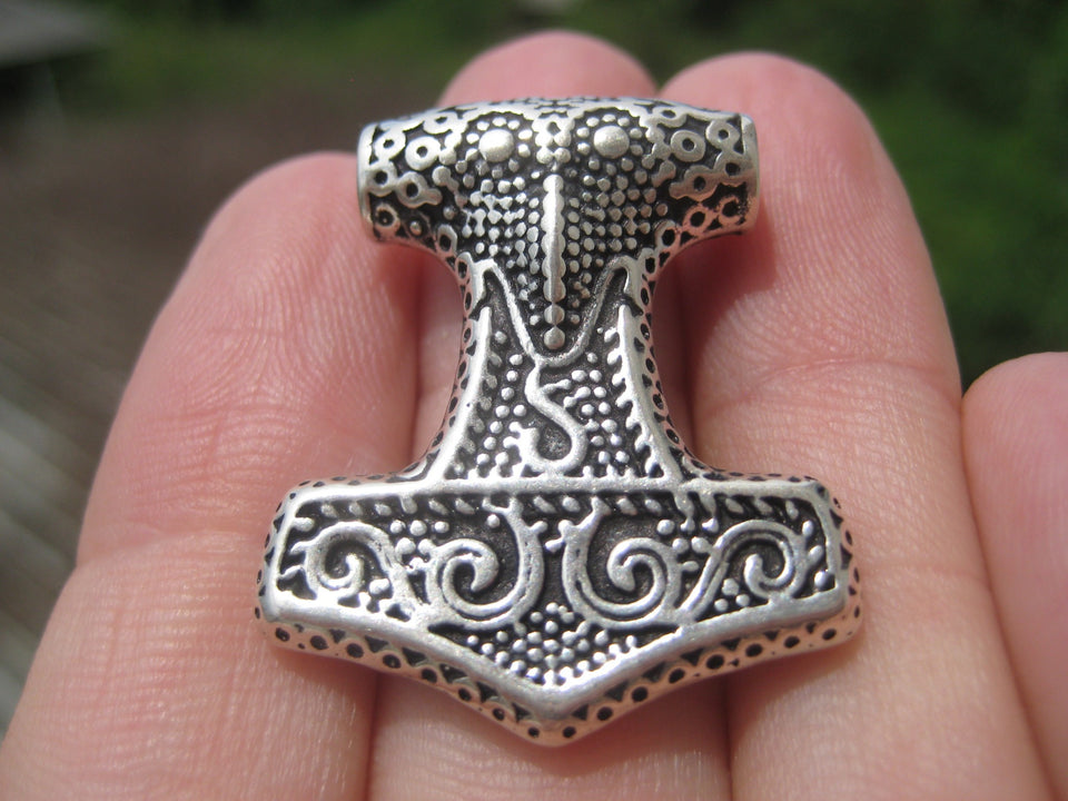 925 Silver Viking Mjolnir Mjolhner Ravin Hammer of Thor Pendant A27