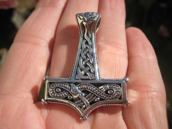 925 Silver Viking Mjolnir Mjolhner Dragon Hammer of Thor Pendant