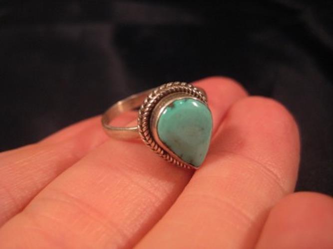 925 Silver Tibetan Turquoise stone Ring Nepal jewelry Size 8 US N2655