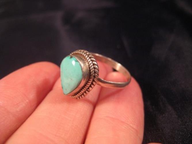 925 Silver Tibetan Turquoise stone Ring Nepal jewelry Size 8 US N2655