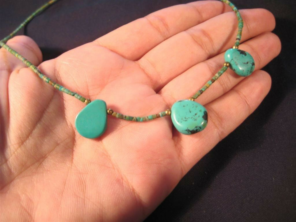 Natural Tibetan Turquoise crystal Necklace NP3866