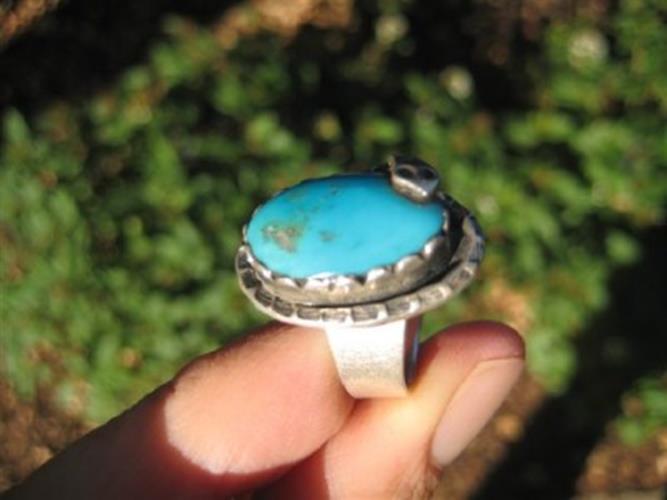 925 Silver Arizona Turquoise Ring Rattlesnake Size 6.25 AN4988
