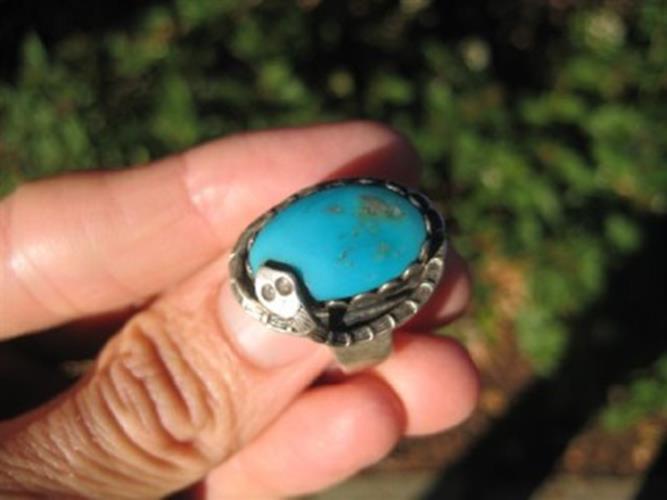 925 Silver Arizona Turquoise Ring Rattlesnake Size 6.25 AN4988