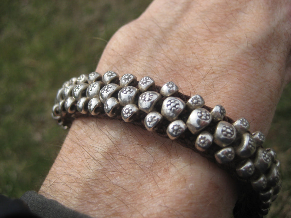 970 Fine Silver Bead Karen Hill Tribe Bracelet A3799
