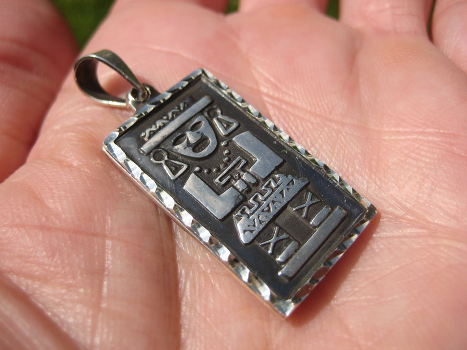 925 Silver Aztec  Mayan God Calendar Pendant necklace A2755