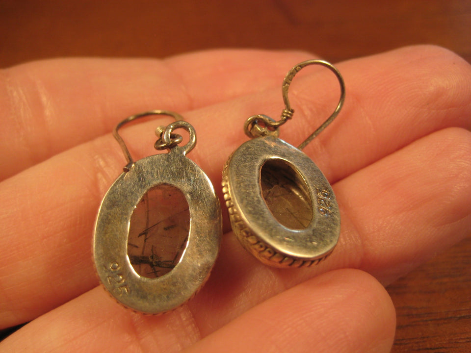 925 Silver  Rutile Quartz Earrings Earring jewelry Nepal himalayan art A765