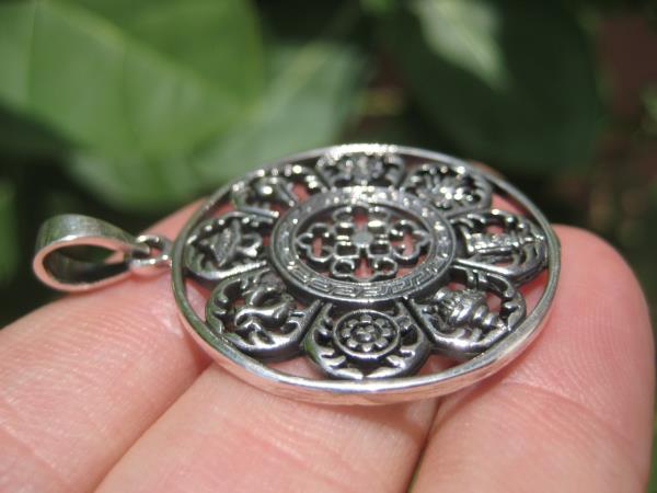 925 Silver Viswa Vajra Nine Spiritual Symbols Pendant