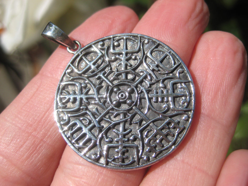 925 Silver Viking Norse Trident Aegishjalmr Aegishjalmur Helm of Awe Pendant A31