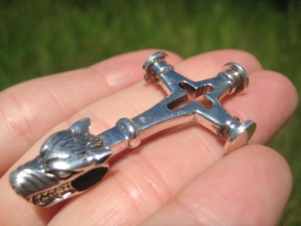 925 Silver Viking Norse Wolf Cross Thor Hammer Pendant A15